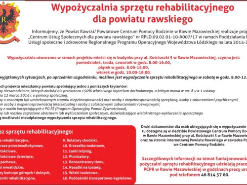 Wypożyczalnia sprzętu rehabilitacyjnego dla powiatu rawskiego